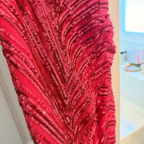 Minuet Formal Pink Prom Dress Size Large Rhinestone Sequin Glam Low Back NWT - Picture 6 of 8